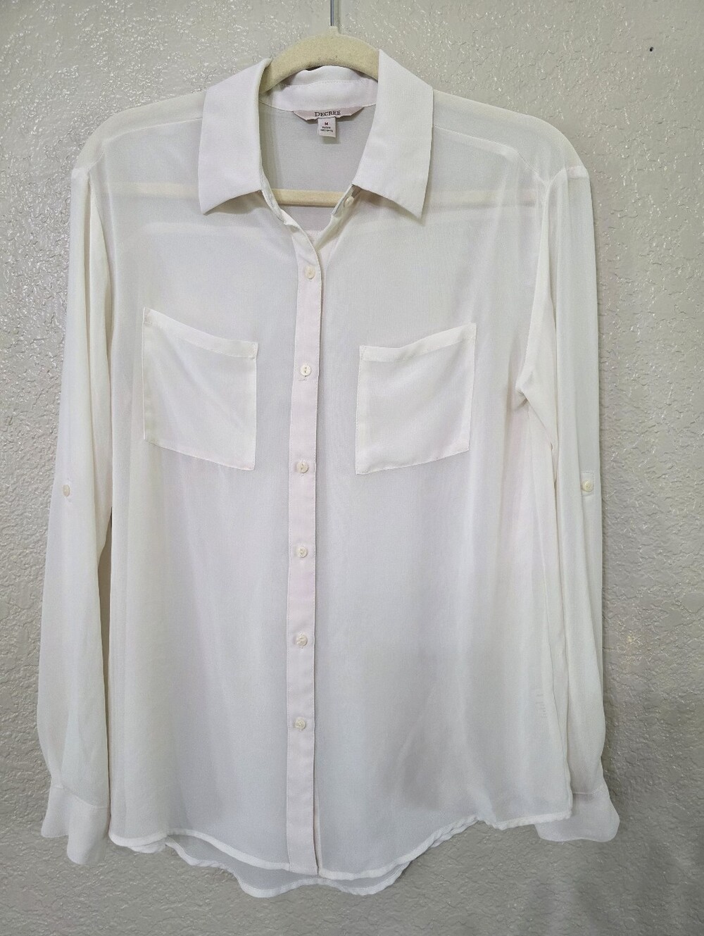 Decree White Sheer Collared Blouse